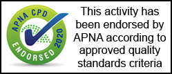 APNA CPD Endorsement logo 2020 - This activity has been endorsed by APNA
